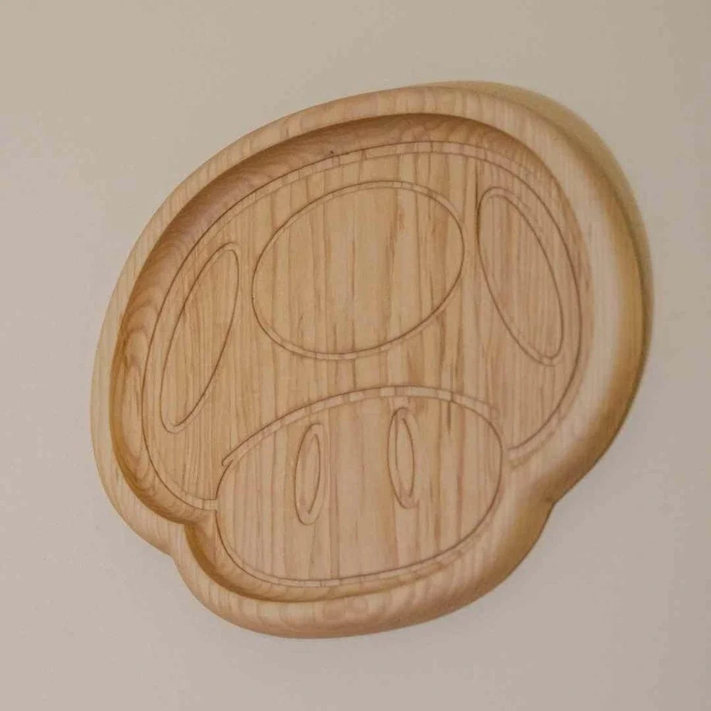 Wood Mushroom Tray Mario Inspired Toad Power Up Catchall Plate Nerd Gift